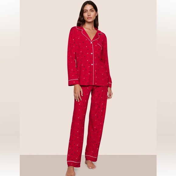 Eberjey Other - NWT Eberjey Gisele Printed Long Pajama Set Nutcracker Holly Red & Ivory Size XL